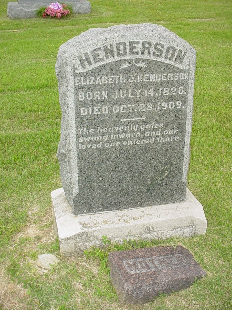  Elizabeth J. Brandon Vaughn Henderson Headstone Photo, Hopewell Baptist Church, Callaway County genealogy
