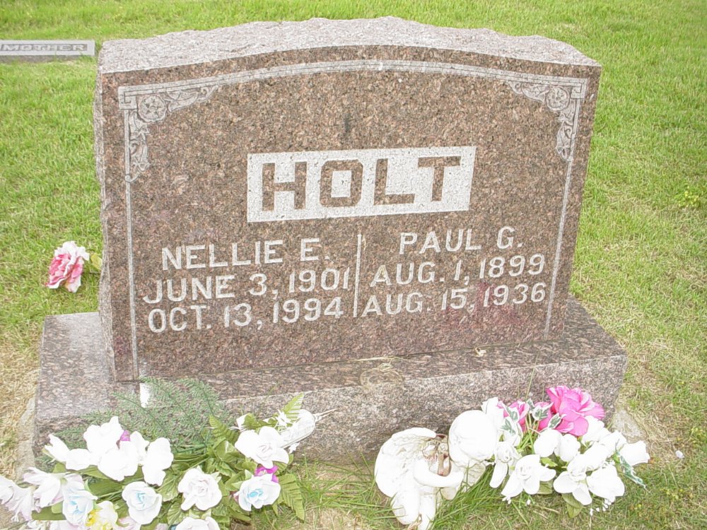  Paul G. Holt & Nellie E. Blythe Headstone Photo, Hopewell Baptist Church, Callaway County genealogy