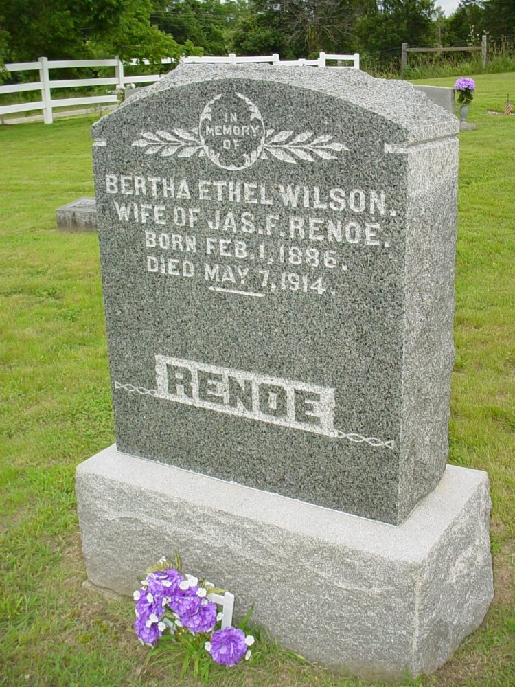  Bertha E. Wilson Renoe Headstone Photo, Hopewell Baptist Church, Callaway County genealogy