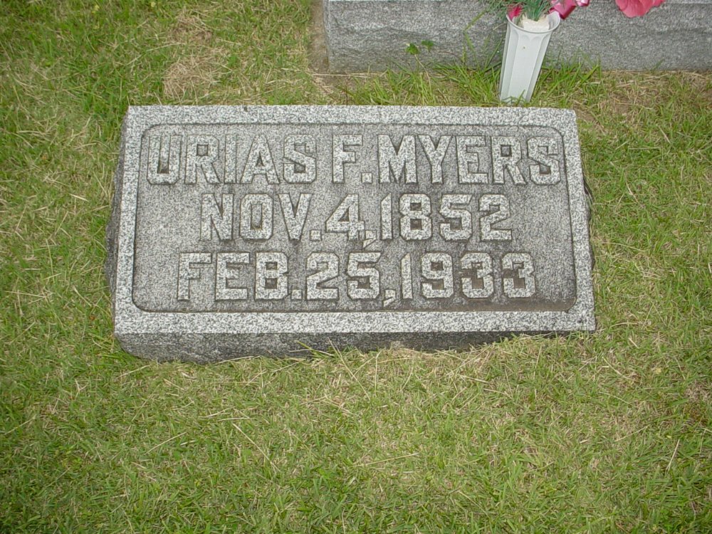  Urias F. Myers Headstone Photo, Hopewell Baptist Church, Callaway County genealogy