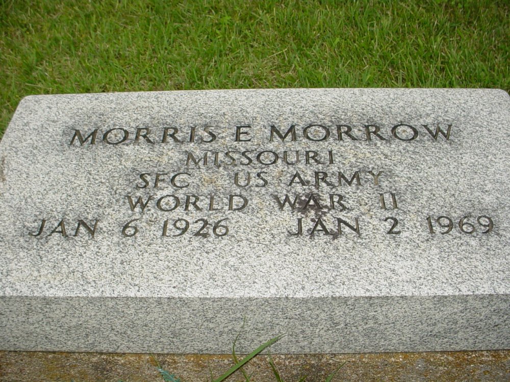  Morris E. Morrow Headstone Photo, Hopewell Baptist Church, Callaway County genealogy