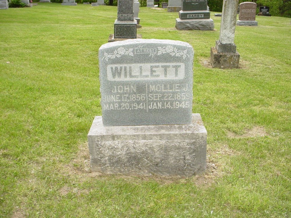  John Willett and Mary Mollie Boyd Headstone Photo, Miller