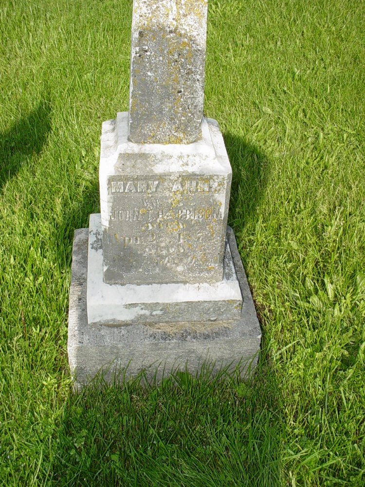  Mary Ann Baker Harrison Headstone Photo, Millersburg Cemetery, Callaway County genealogy