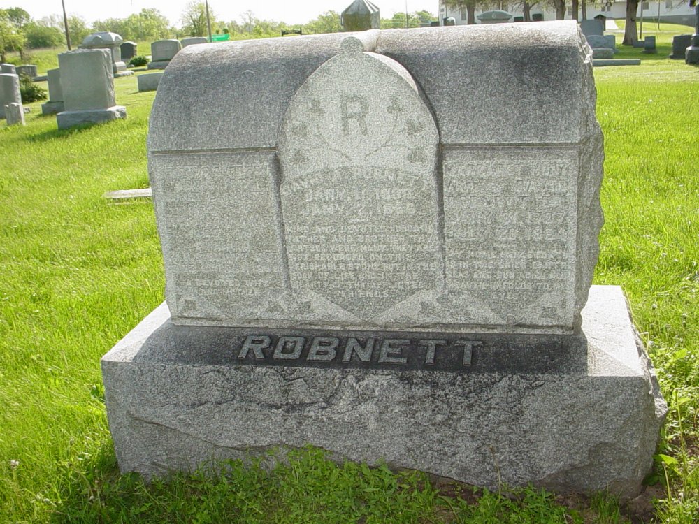  David Robnett and Virginia Overton Headstone Photo, Millersburg Cemetery, Callaway County genealogy