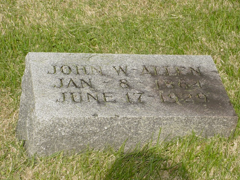  John Wesley Allen Headstone Photo, Millersburg Cemetery, Callaway County genealogy