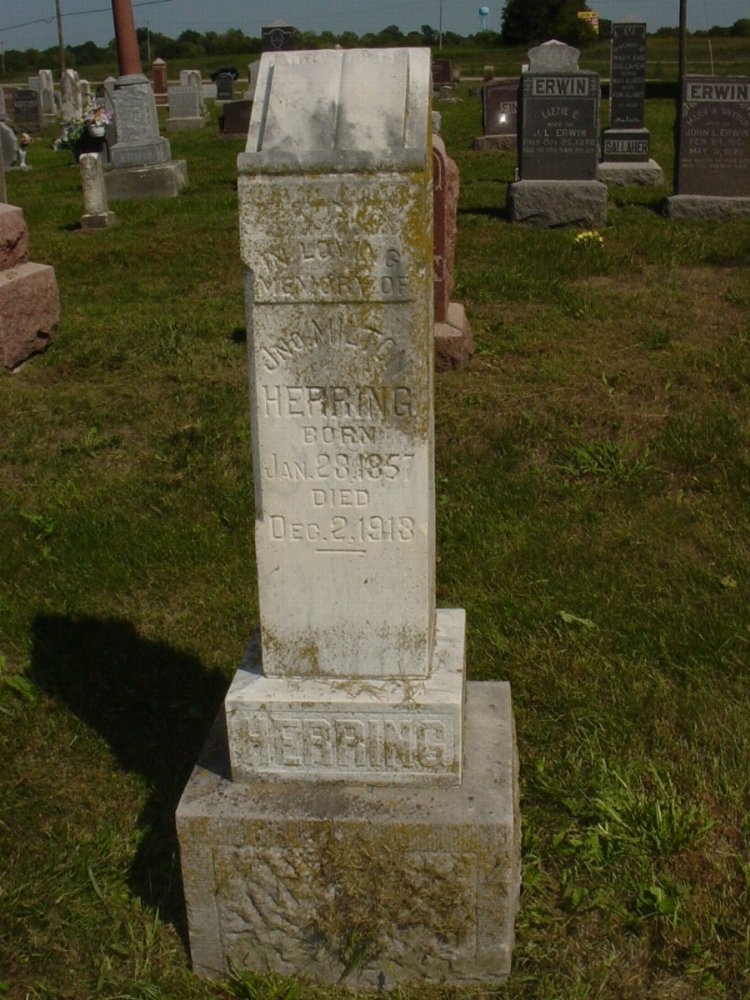  John Milton Herring Headstone Photo, Mount Carmel Cemetery, Callaway County genealogy