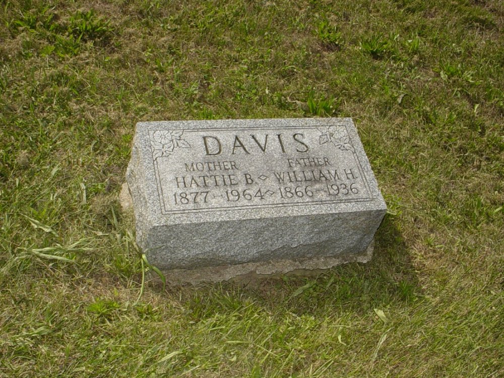  William Henry and Hattie B. Davis Headstone Photo, Mount Carmel Cemetery, Callaway County genealogy