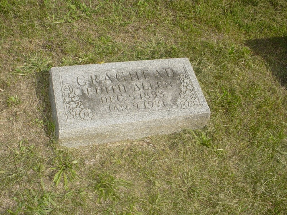  Edith Allen Craghead Headstone Photo, Mount Carmel Cemetery, Callaway County genealogy