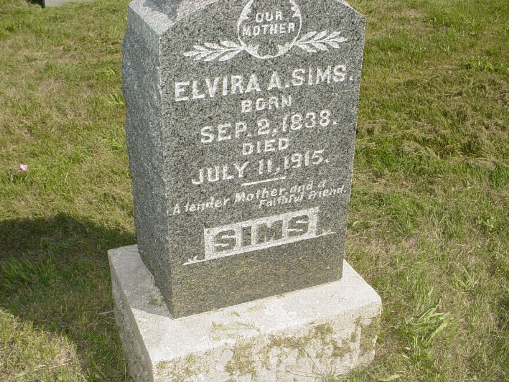  Elvira Day Sims Headstone Photo, Mount Carmel Cemetery, Callaway County genealogy