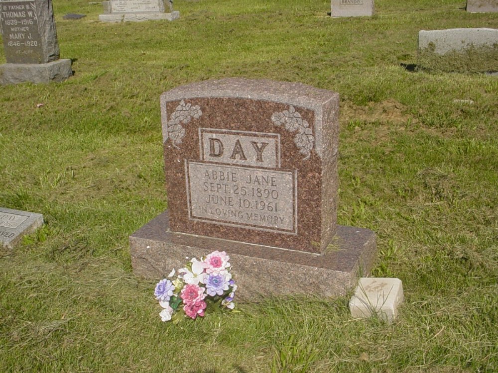  Abbie Jane Day Headstone Photo, Mount Carmel Cemetery, Callaway County genealogy
