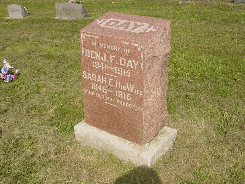  Benjamin F. Day & Sarah E. Sheets Headstone Photo, Mount Carmel Cemetery, Callaway County genealogy