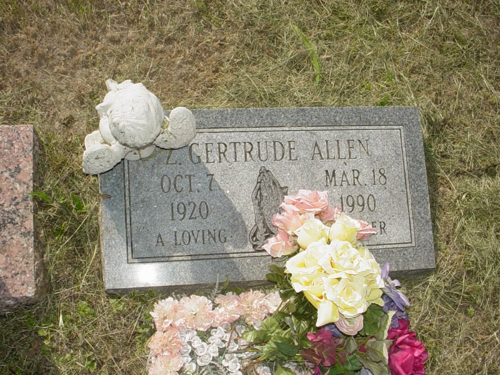  Gertrude Allen Headstone Photo, Mount Carmel Cemetery, Callaway County genealogy
