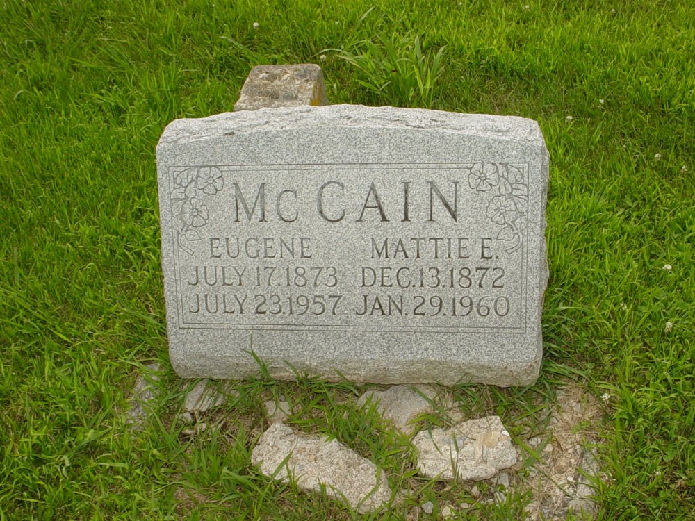  Eugene McCain and Martha Goodrich Headstone Photo, New Bloomfield Cemetery, Callaway County genealogy