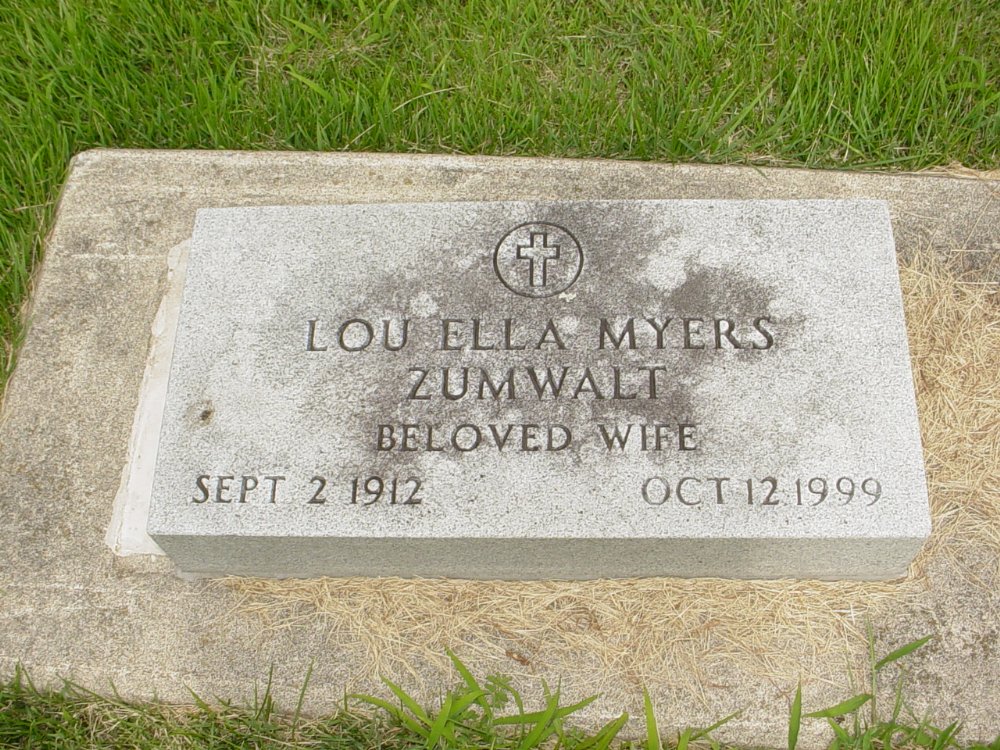  Lou Ella Myers Zumwalt Headstone Photo, New Bloomfield Cemetery, Callaway County genealogy