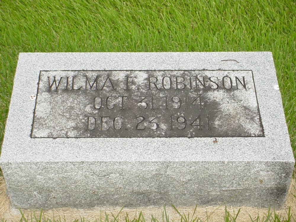  Wilma F. Robinson Headstone Photo, New Bloomfield Cemetery, Callaway County genealogy