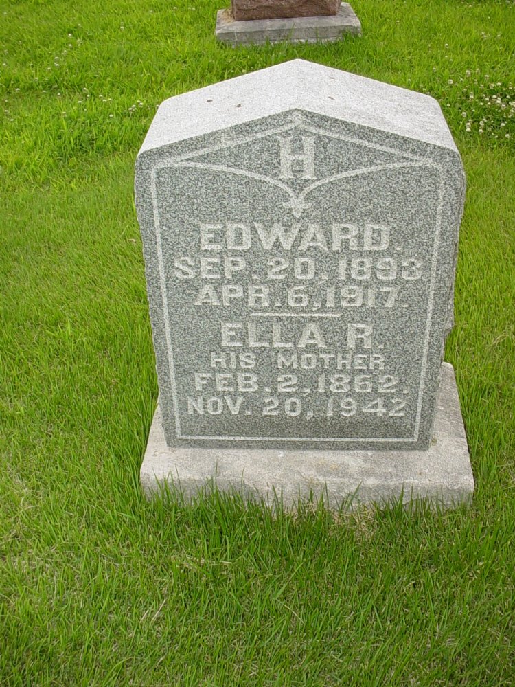  Edward W. Hawkins & Ella R. Ferguson Hawkins Headstone Photo, New Bloomfield Cemetery, Callaway County genealogy