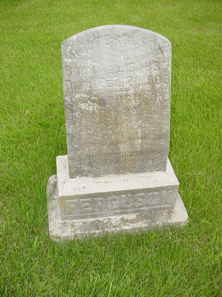  Samuel M. Ferguson & Nancy Jane Humphreys Headstone Photo, New Bloomfield Cemetery, Callaway County genealogy