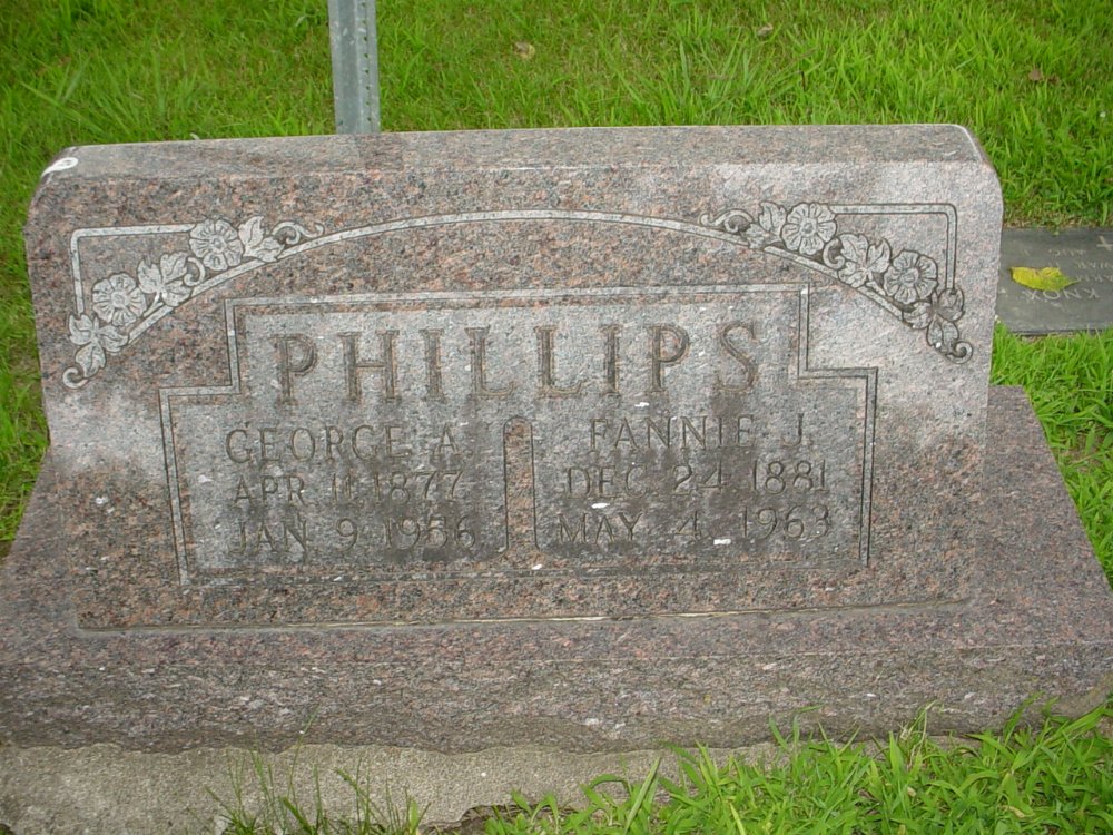  George A. & Fannie Phillips Headstone Photo, New Bloomfield Cemetery, Callaway County genealogy