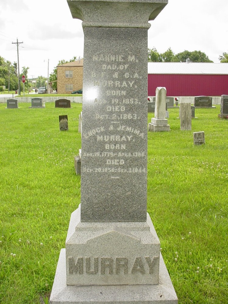  Enock & Jemima Murray Headstone Photo, New Bloomfield Cemetery, Callaway County genealogy