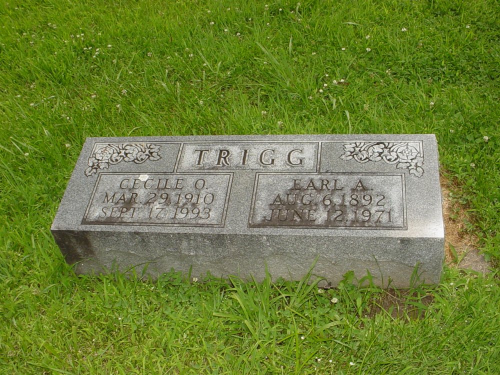  Earl A. & Cecile O. Trigg Headstone Photo, New Bloomfield Cemetery, Callaway County genealogy