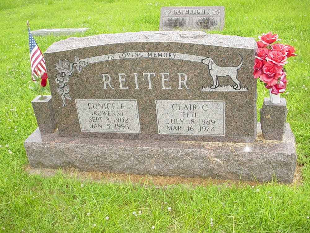  Clair & Eunice Reiter Headstone Photo, New Bloomfield Cemetery, Callaway County genealogy