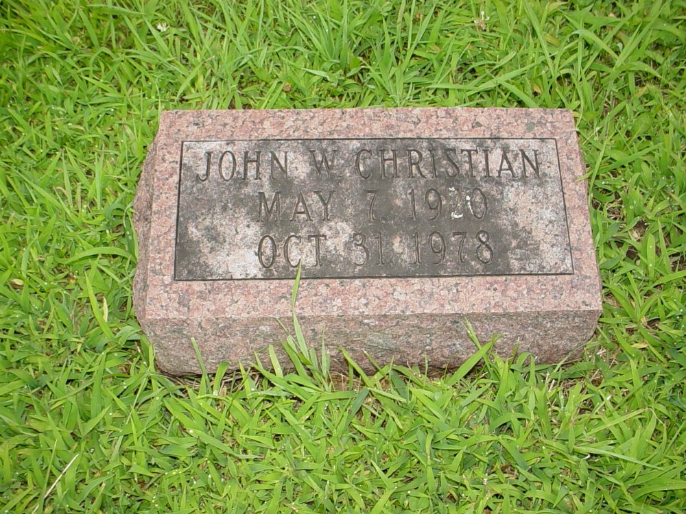  John W. Christian Headstone Photo, New Bloomfield Cemetery, Callaway County genealogy