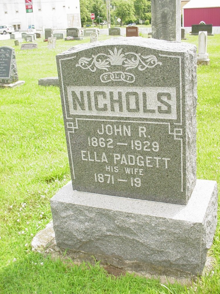  John R. Nichols & Ella M. Padgett Headstone Photo, New Bloomfield Cemetery, Callaway County genealogy