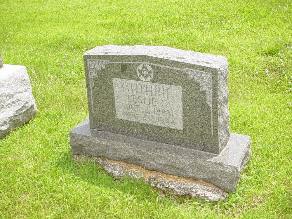  Leslie C. Guthrie Headstone Photo, New Bloomfield Cemetery, Callaway County genealogy