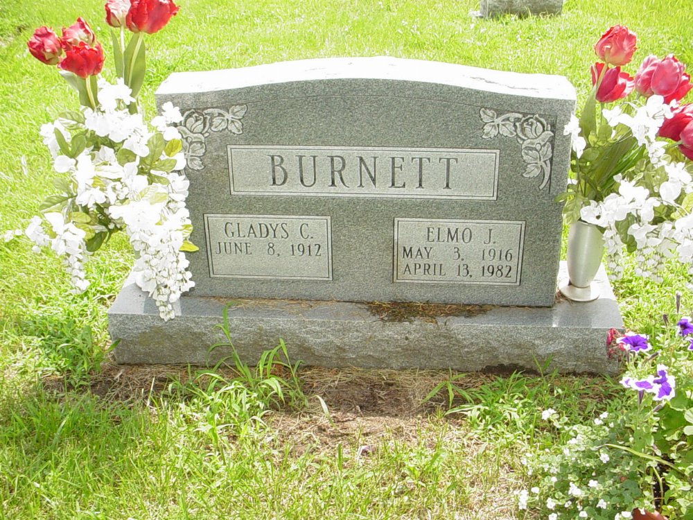  Elmo J. Burnett & Gladys L. Craghead Headstone Photo, New Bloomfield Cemetery, Callaway County genealogy
