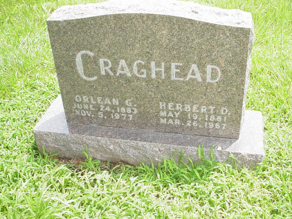  Herbert D. Craghead & Orlean Guthrie Headstone Photo, New Bloomfield Cemetery, Callaway County genealogy