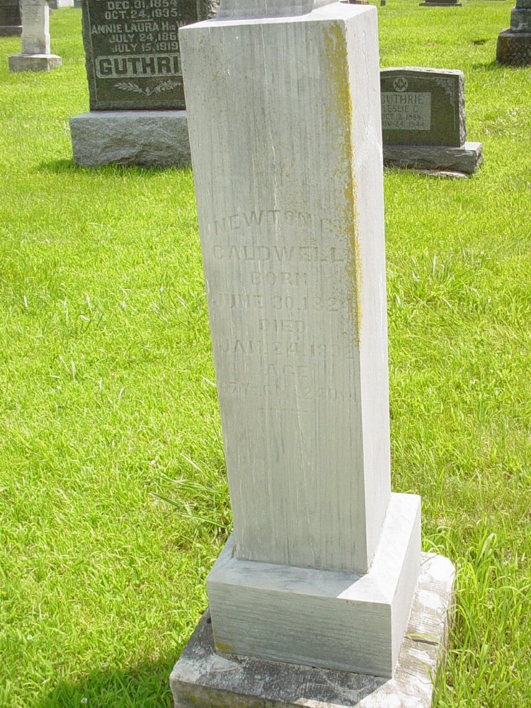  Newton Gamble Caldwell Headstone Photo, New Bloomfield Cemetery, Callaway County genealogy