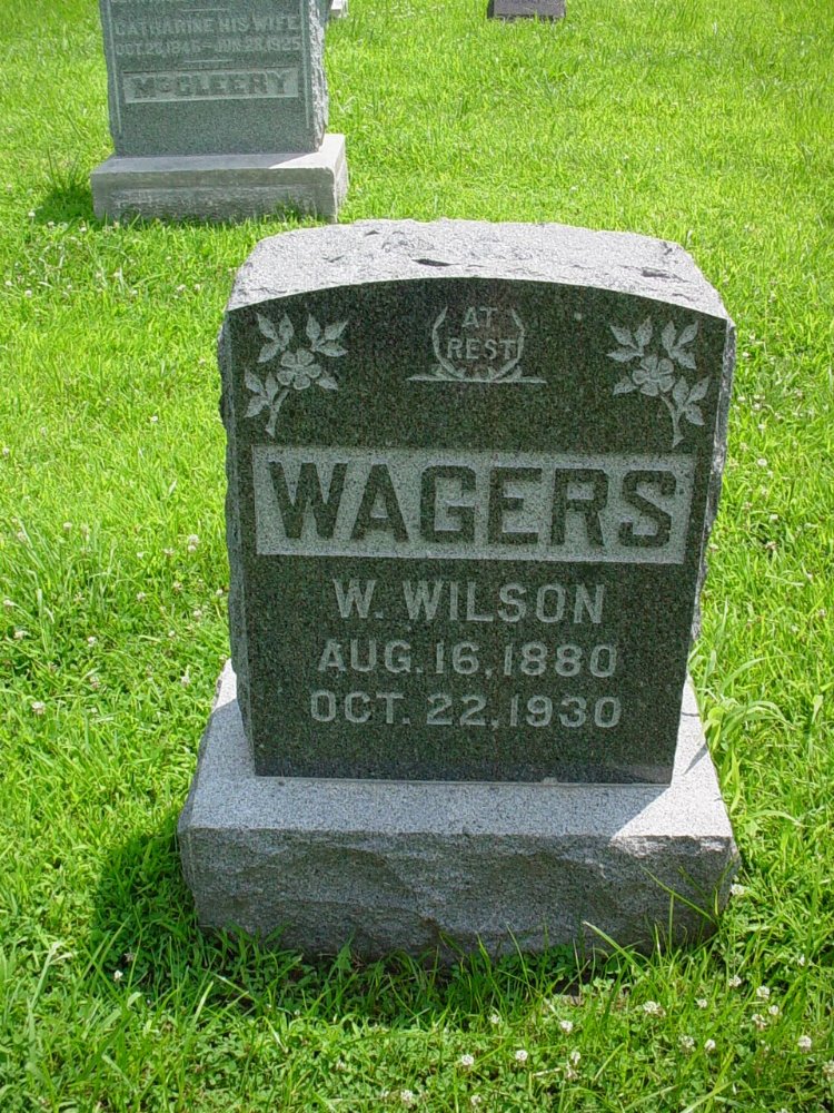  William Wilson Wagers Headstone Photo, New Bloomfield Cemetery, Callaway County genealogy