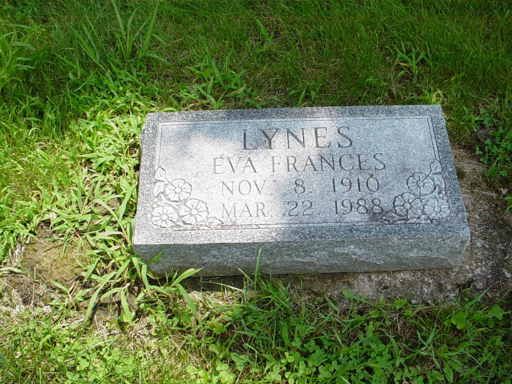  Eva Frances Lynes Headstone Photo, New Bloomfield Cemetery, Callaway County genealogy