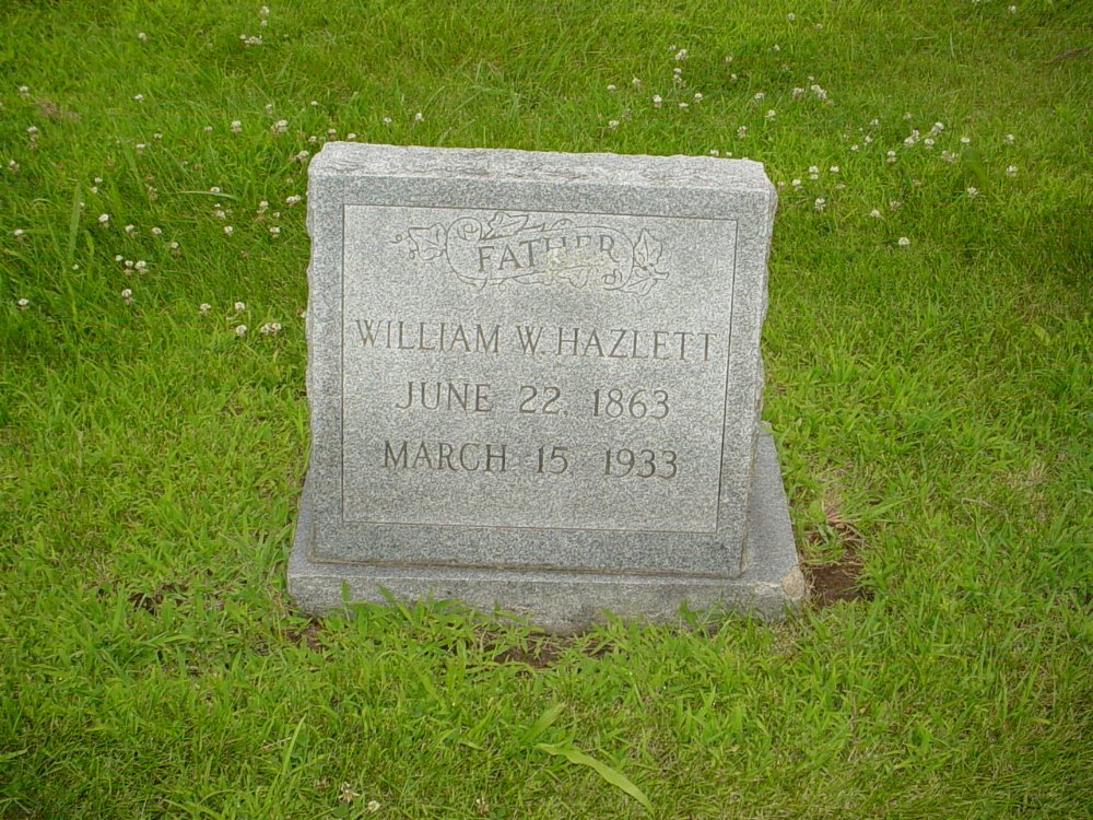  William W. Hazlett Headstone Photo, New Bloomfield Cemetery, Callaway County genealogy