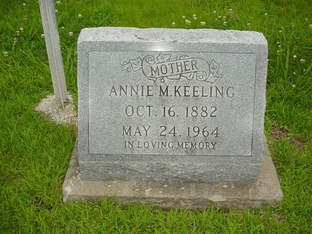  Annie M. Keeling Headstone Photo, New Bloomfield Cemetery, Callaway County genealogy
