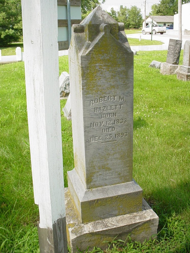  Robert M. Hazlett Headstone Photo, New Bloomfield Cemetery, Callaway County genealogy