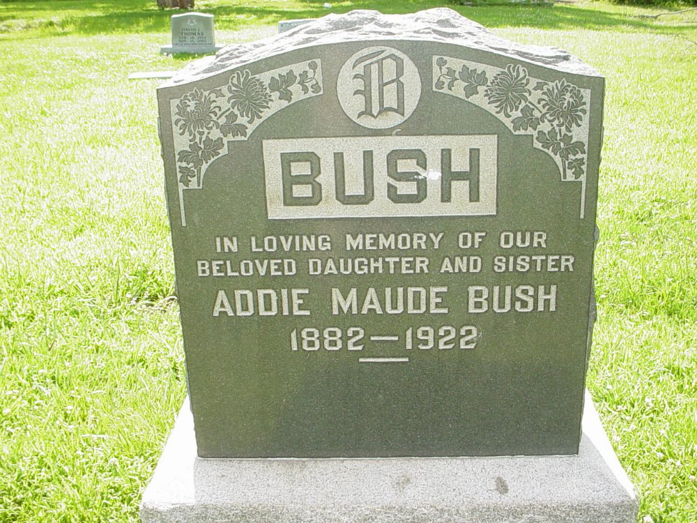  Addie Maude Bush Headstone Photo, New Bloomfield Cemetery, Callaway County genealogy