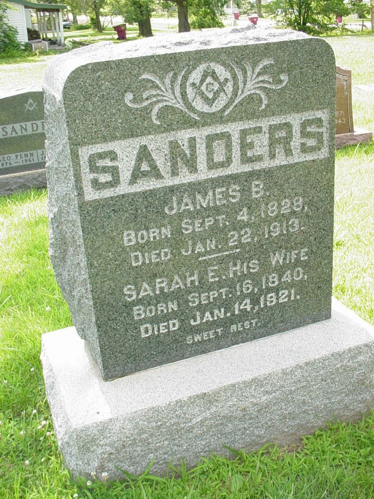  James B. Sanders & Sarah E. Holt Headstone Photo, New Bloomfield Cemetery, Callaway County genealogy