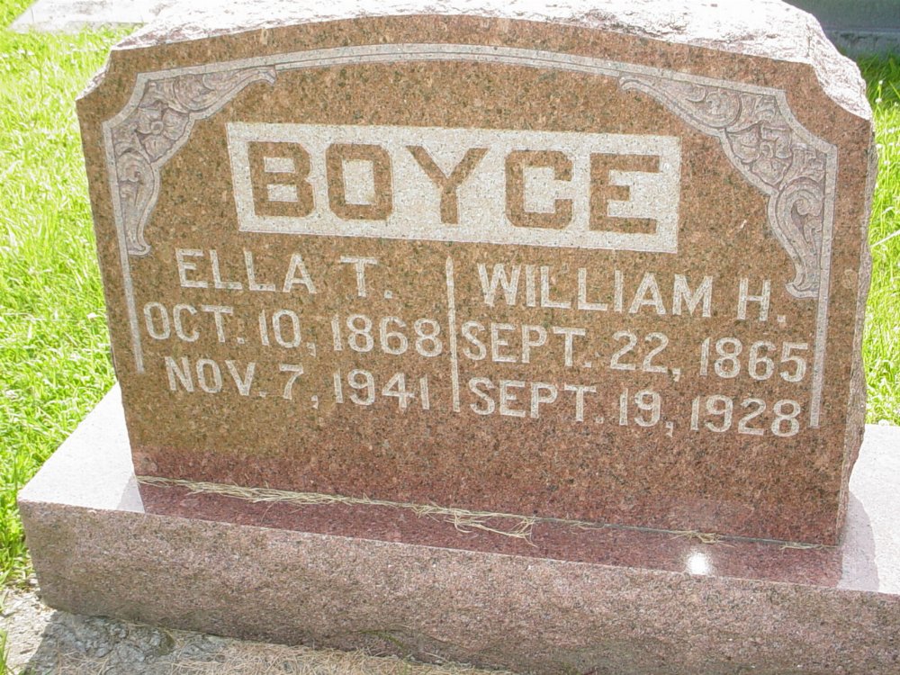  William H. Boyce & Ella T. Elliott Headstone Photo, New Bloomfield Cemetery, Callaway County genealogy