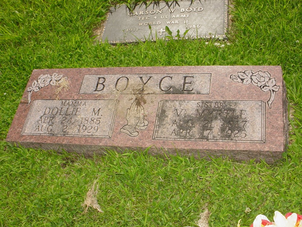  Dollie M. Chaney Boyce & Virgie Myrtle Boyce Headstone Photo, New Bloomfield Cemetery, Callaway County genealogy