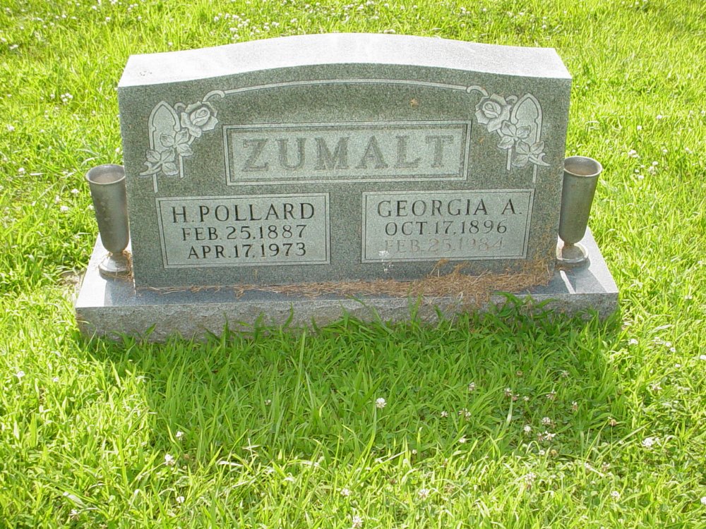 Henry Pollard & Georgia A. Zumalt Headstone Photo, New Bloomfield Cemetery, Callaway County genealogy