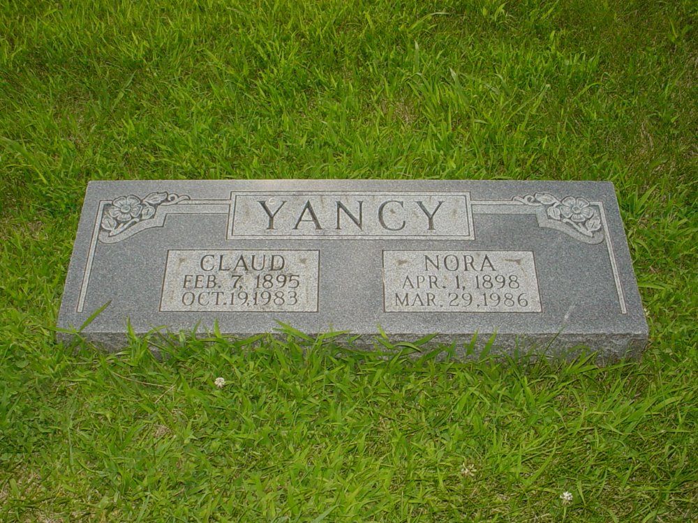  Claud & Nora Yancy Headstone Photo, New Bloomfield Cemetery, Callaway County genealogy