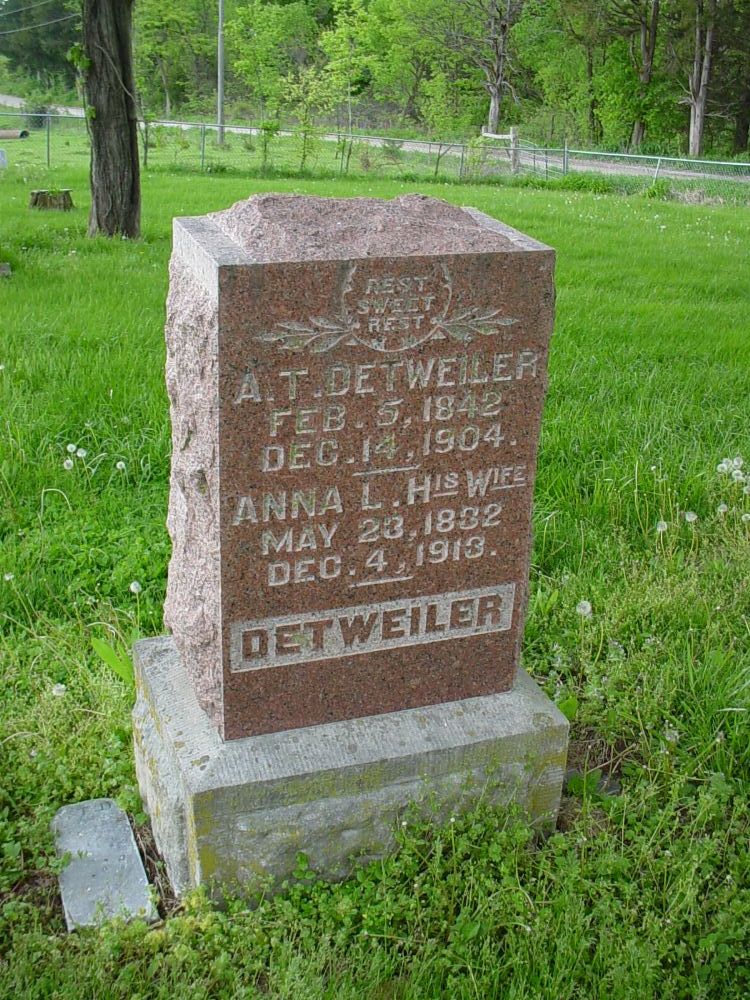  A.T. Detweiler & Ann Lytle Headstone Photo, Otterbein United Brethren Methodist Cemetery, Callaway County genealogy
