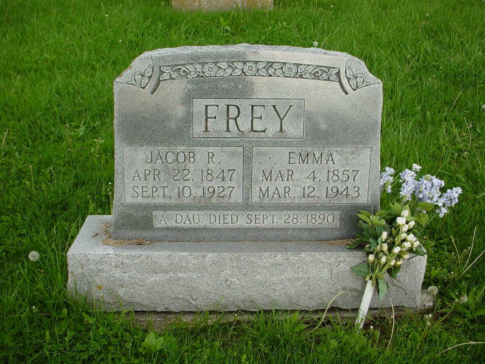  Jacob & Emma Frey Headstone Photo, Otterbein United Brethren Methodist Cemetery, Callaway County genealogy