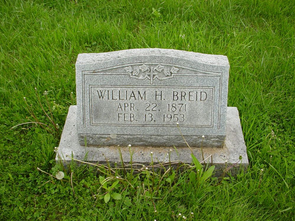  William H. Breid Headstone Photo, Otterbein United Brethren Methodist Cemetery, Callaway County genealogy