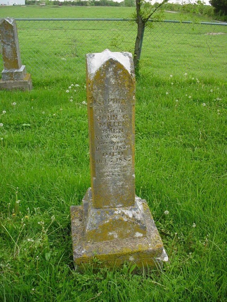  Sophia Sauer Miller Headstone Photo, Otterbein United Brethren Methodist Cemetery, Callaway County genealogy