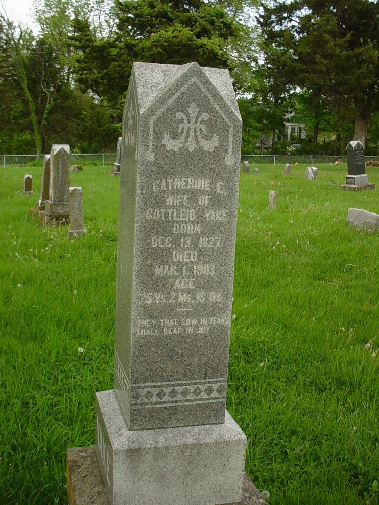  Catherine E. Yake Headstone Photo, Otterbein United Brethren Methodist Cemetery, Callaway County genealogy