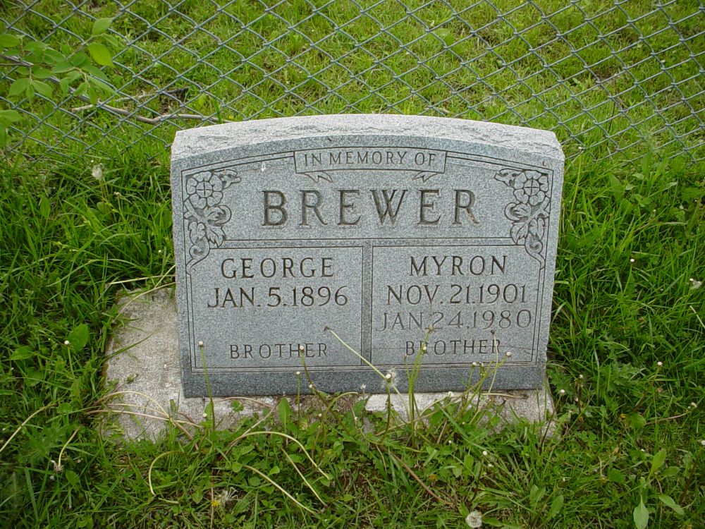  George & Myron Brewer Headstone Photo, Otterbein United Brethren Methodist Cemetery, Callaway County genealogy