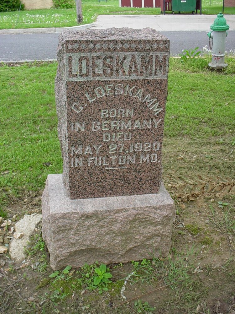  Christian Loeskamm Headstone Photo, Pioneer Cemetery, Callaway County genealogy