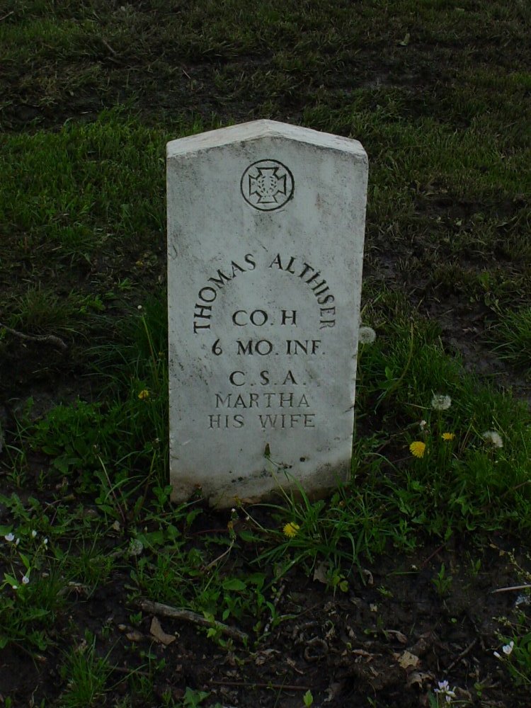  Thomas Althiser & Martha Burns Headstone Photo, Pioneer Cemetery, Callaway County genealogy